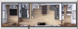 Mobilní dům FAMILY 4x12 48m2 Plánek s vizualizací